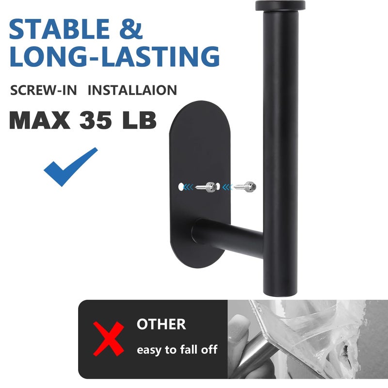 Hoousuper Curtain Tiebacks Hooks Wall Mounted  Curtain Holdbacks Screw-in  Curtain Holders for Drapes  Curtain Pull Backs  Curtain Tie Backs 304 Stainless Steels  2pcs Black - Image 2